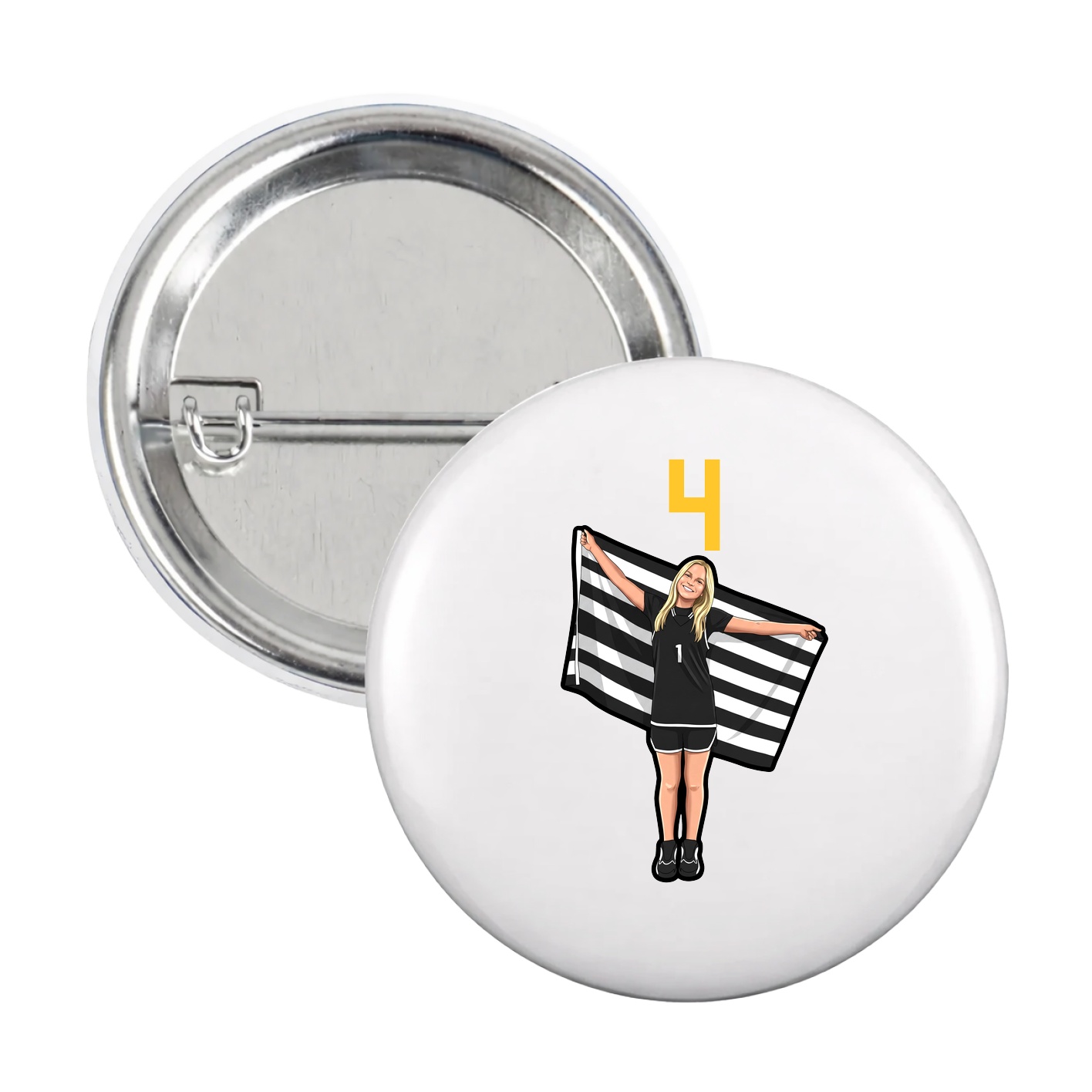 Game Day Button — Number Top in White