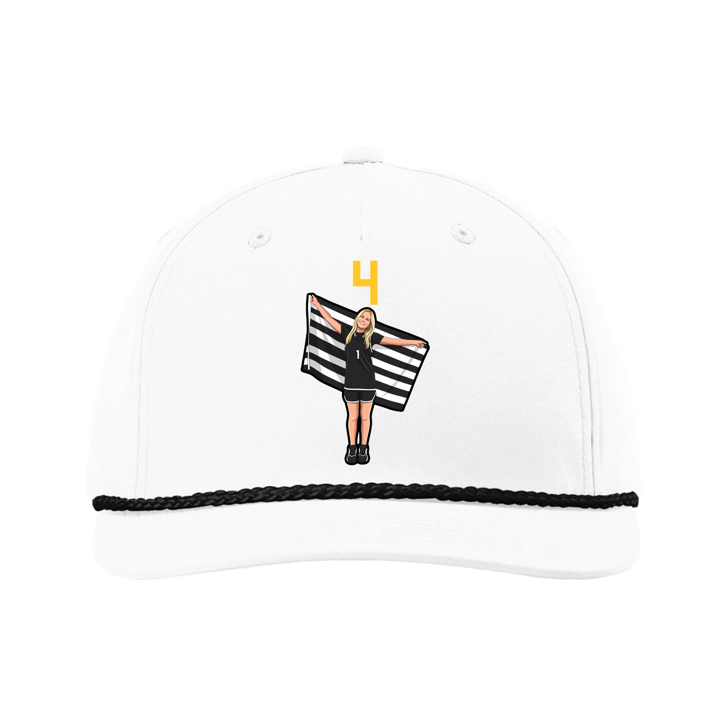 Five-Panel Classic Rope Cap — Number Top in White
