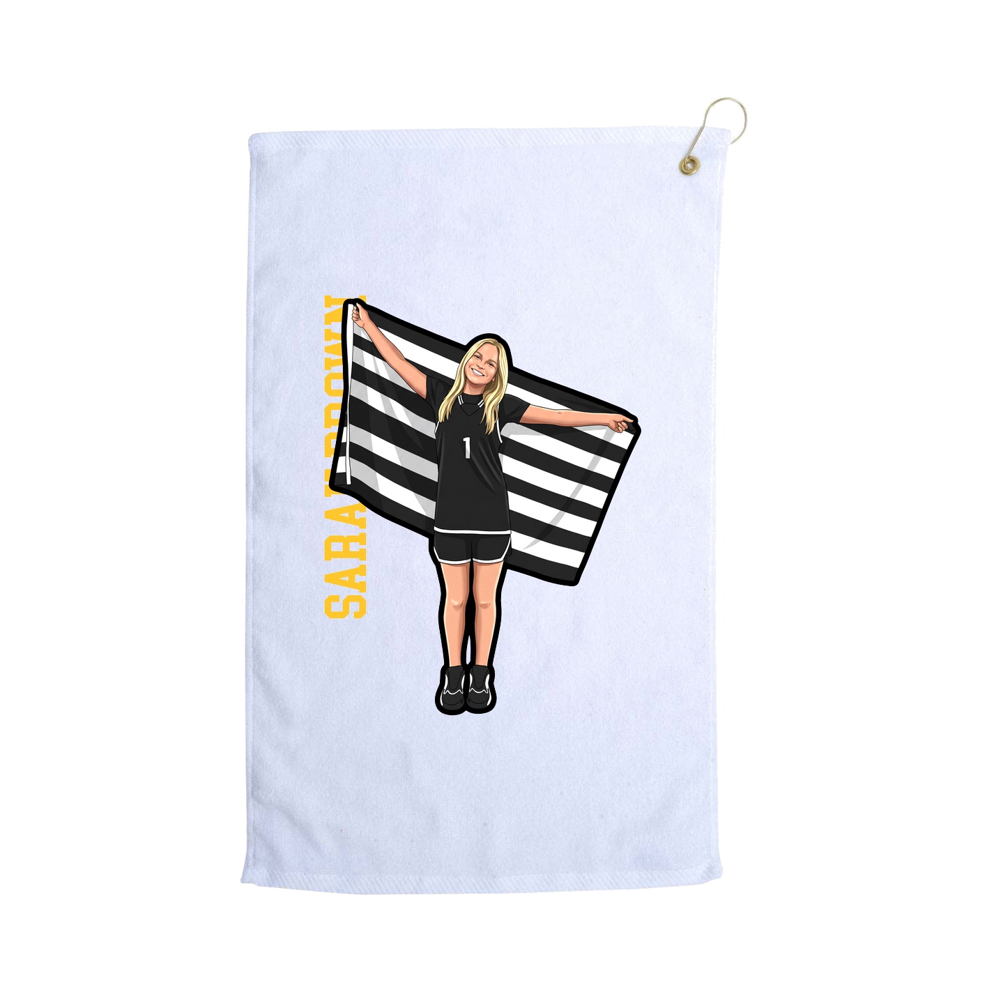 Golf Towel — Name Vertical in White