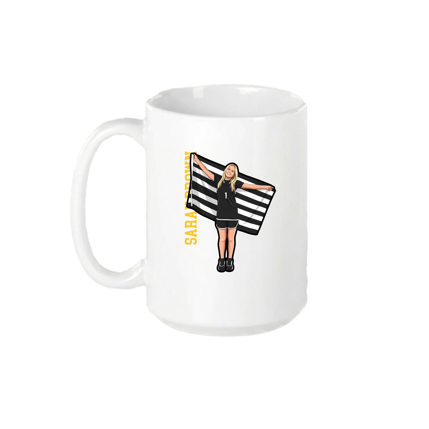 15oz Coffee Mug — Name Vertical in White