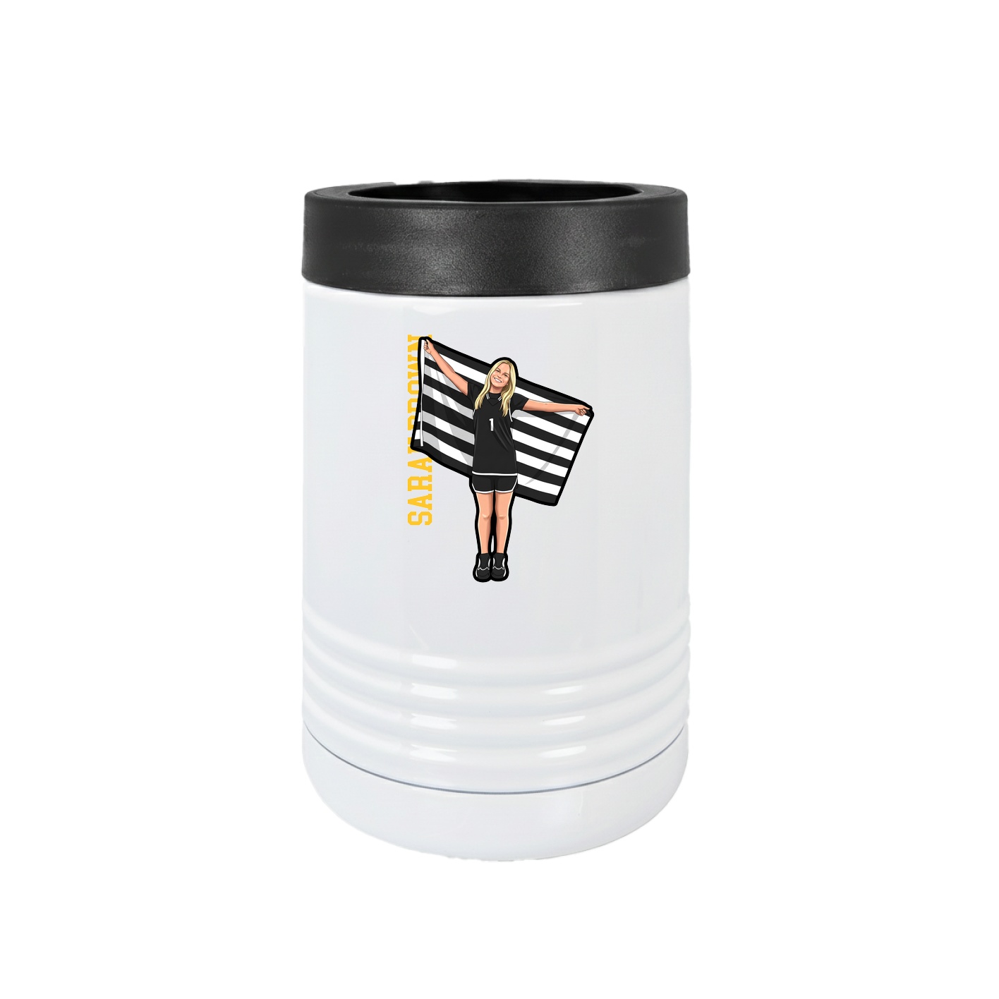 Beverage Holder — Name Vertical in White