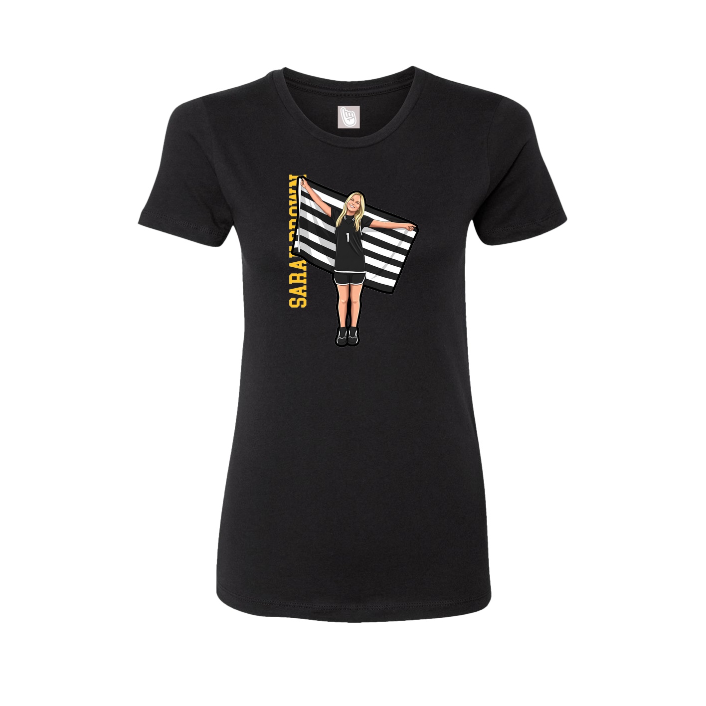 Fitted Women's Tee — Name Vertical in Black