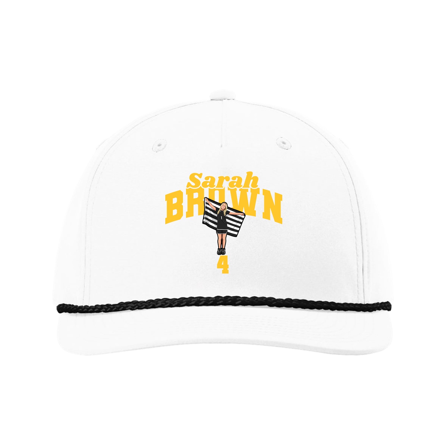 Five-Panel Classic Rope Cap — Signature Arch in White