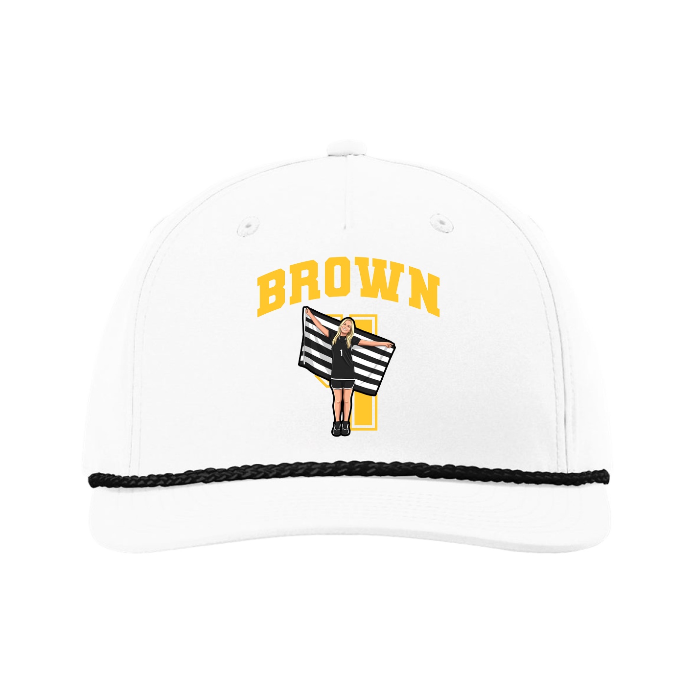 Five-Panel Classic Rope Cap — Number in White