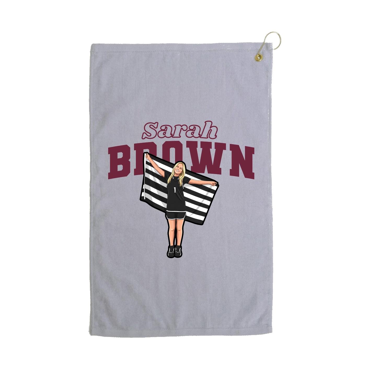 Golf Towel — Name Arch in Grey