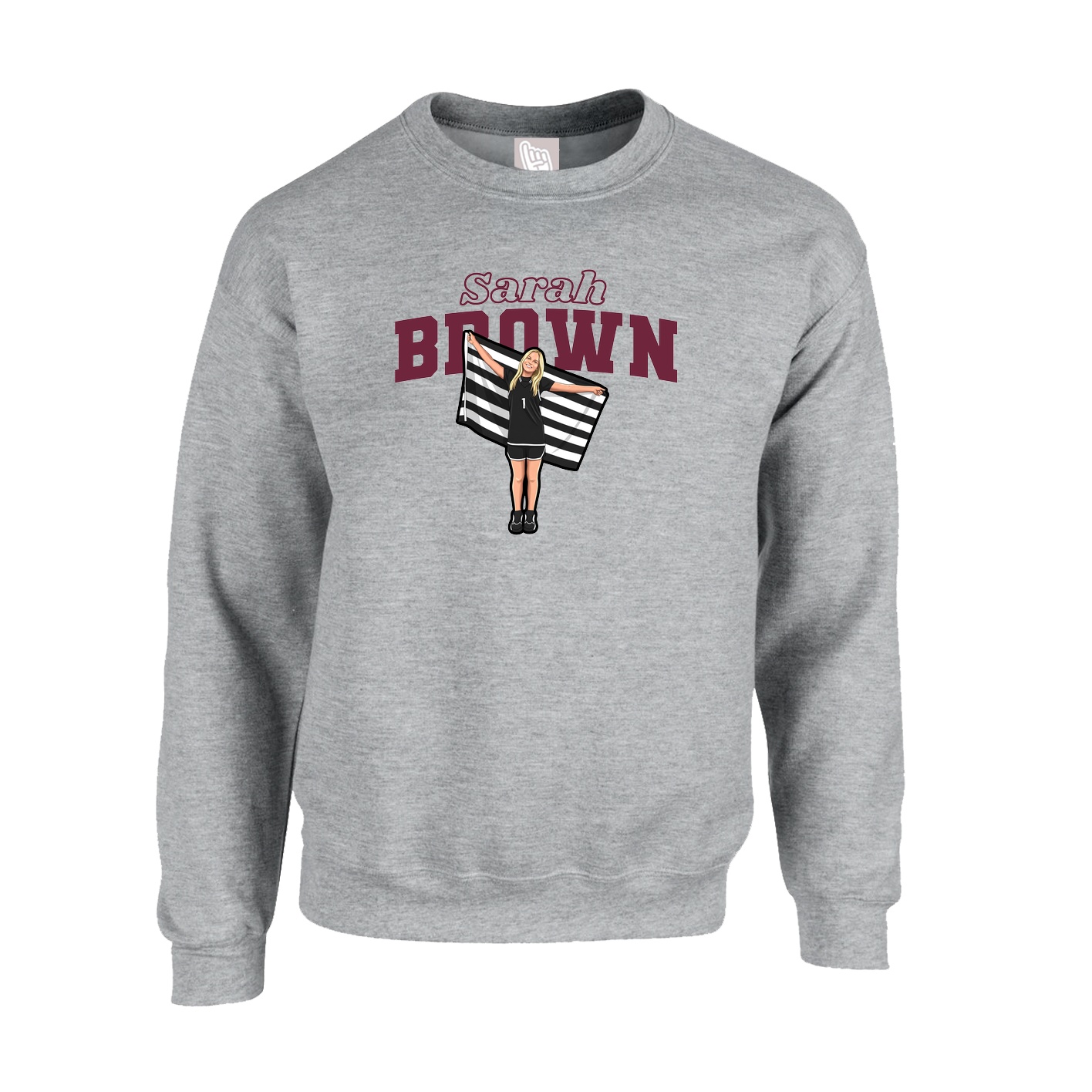 Fleece Crew — Name Arch in Grey