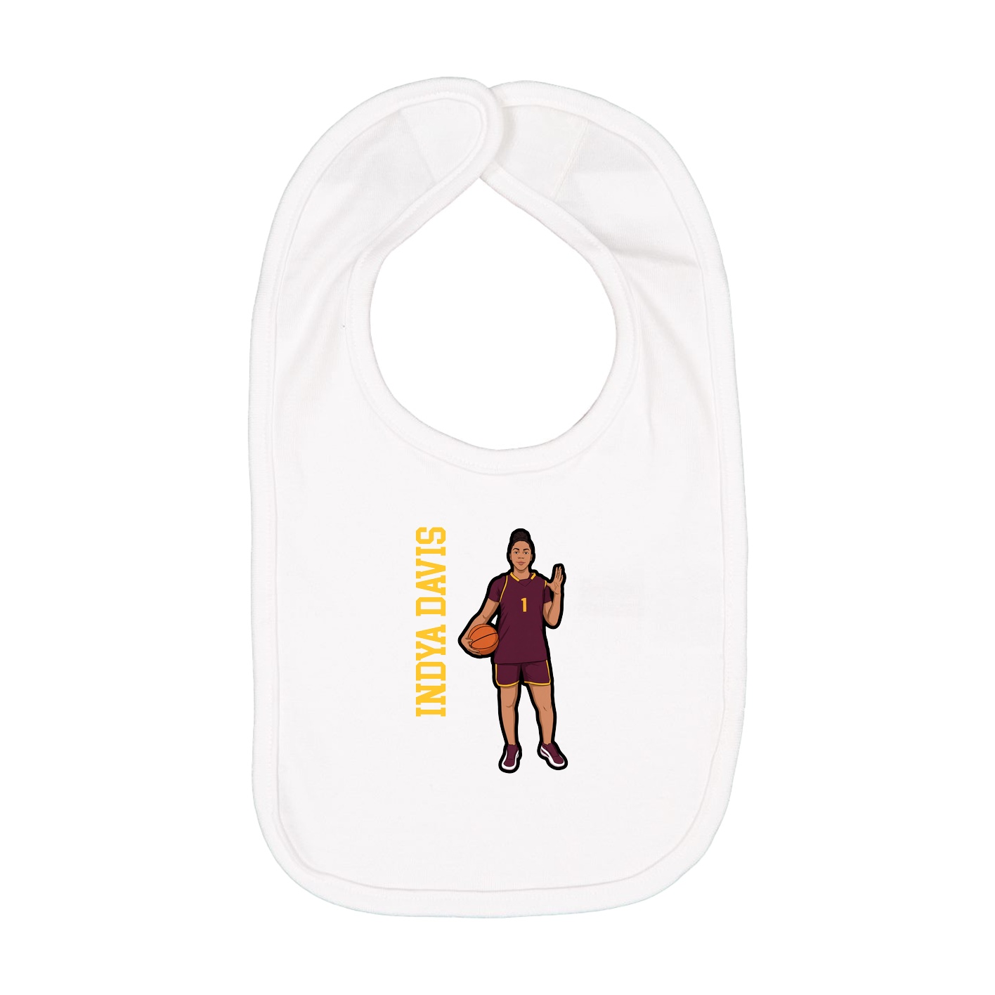 Infant Bib — Name Vertical in White