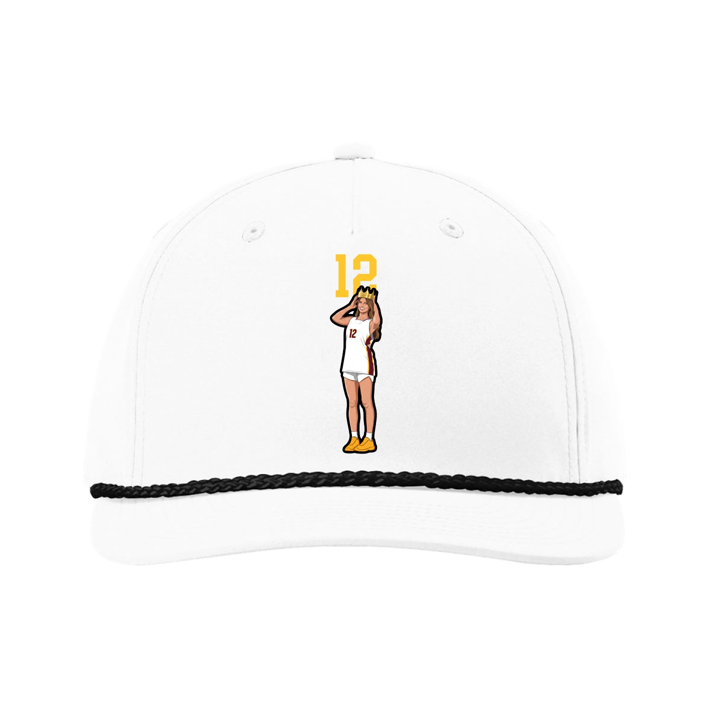 Five-Panel Classic Rope Cap — Number Top in White