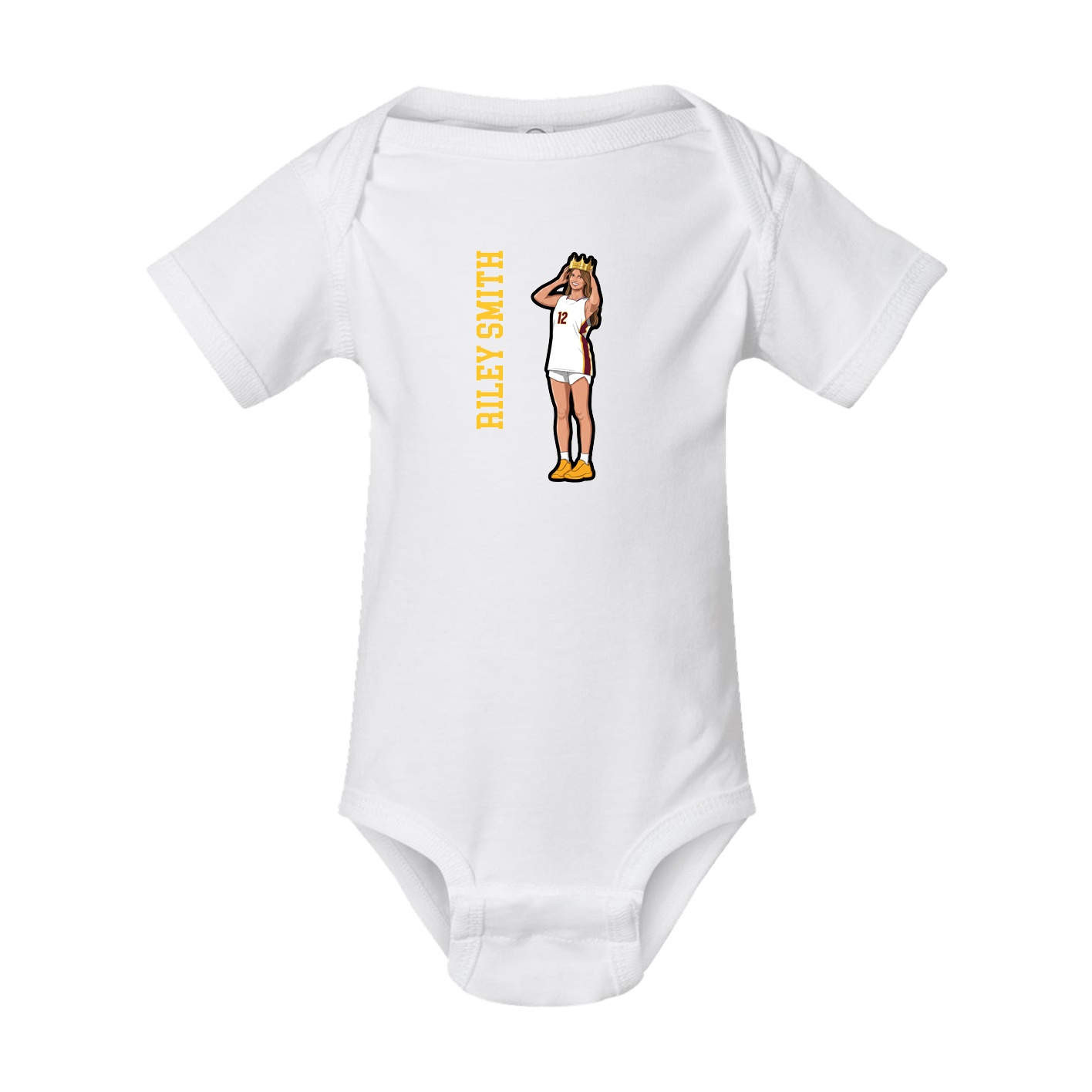 Baby Onesie — Name Vertical in White