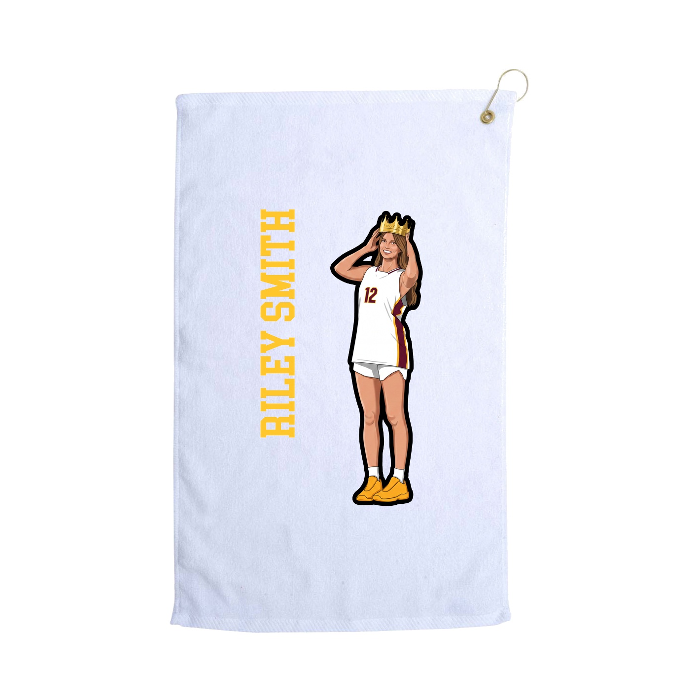 Golf Towel — Name Vertical in White