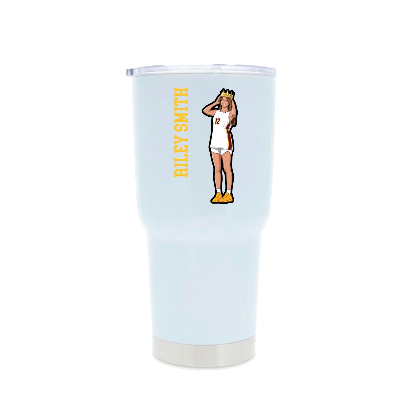 30oz Stainless Steel Tumbler — Name Vertical in White