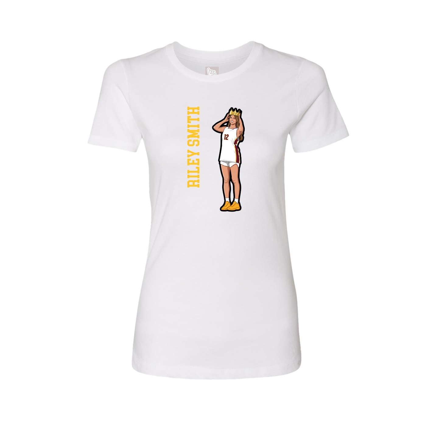 Fitted Women's Tee — Name Vertical in White