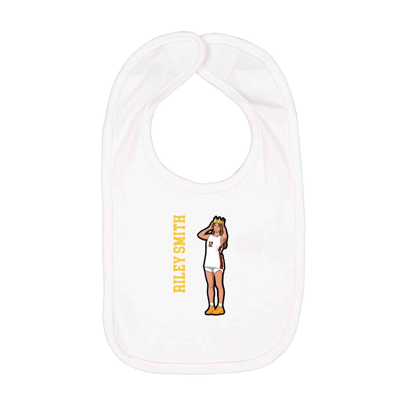 Infant Bib — Name Vertical in White