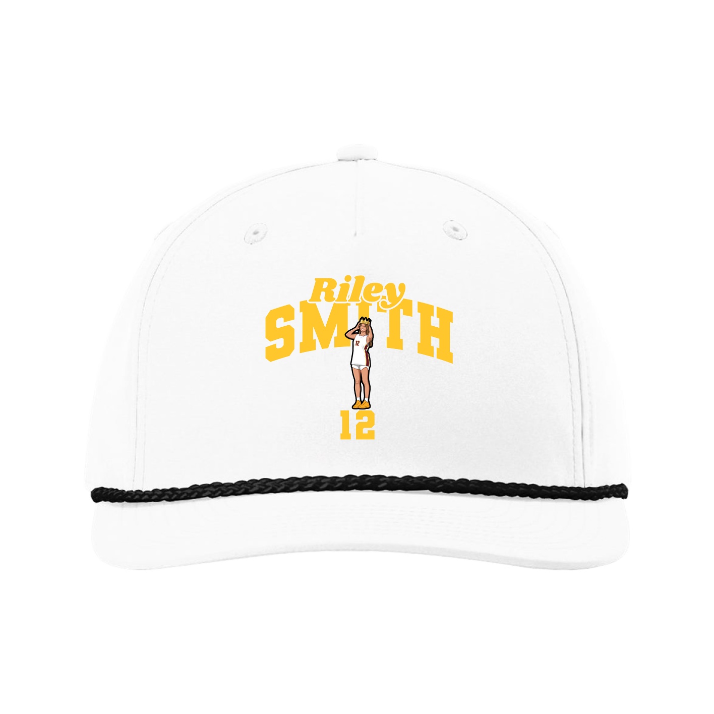 Five-Panel Classic Rope Cap — Signature Arch in White