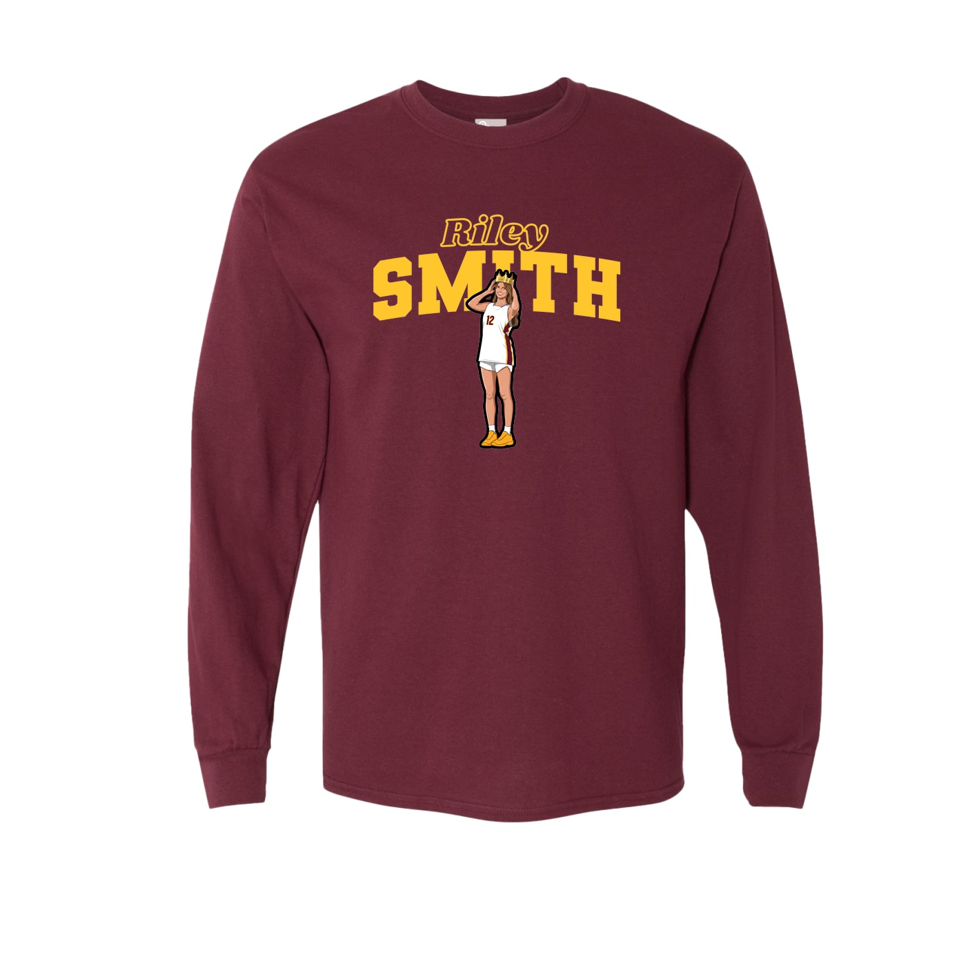 Long Sleeve Tee — Name Arch in Maroon