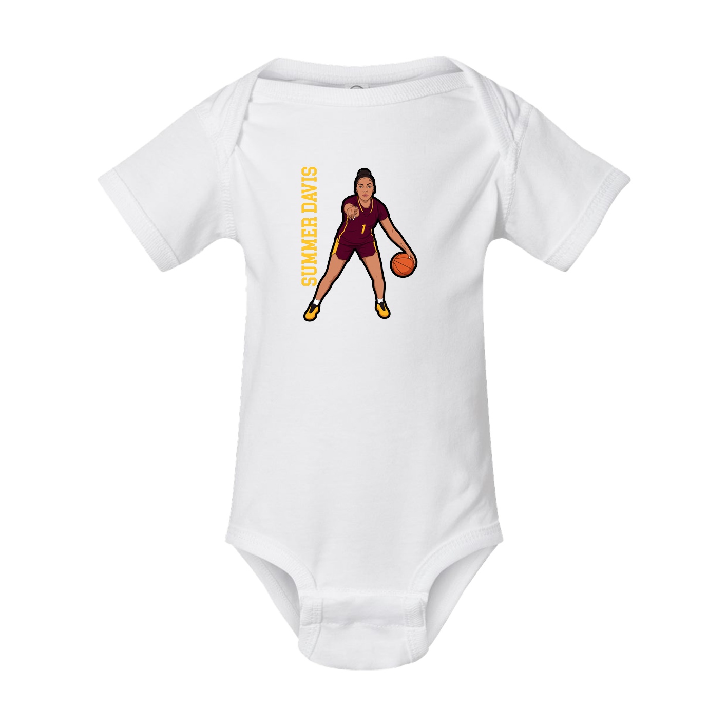 Baby Onesie — Name Vertical in White