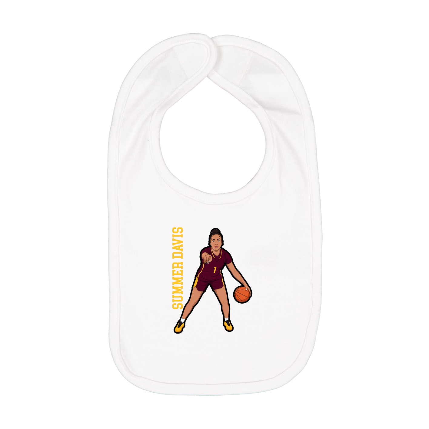 Infant Bib — Name Vertical in White
