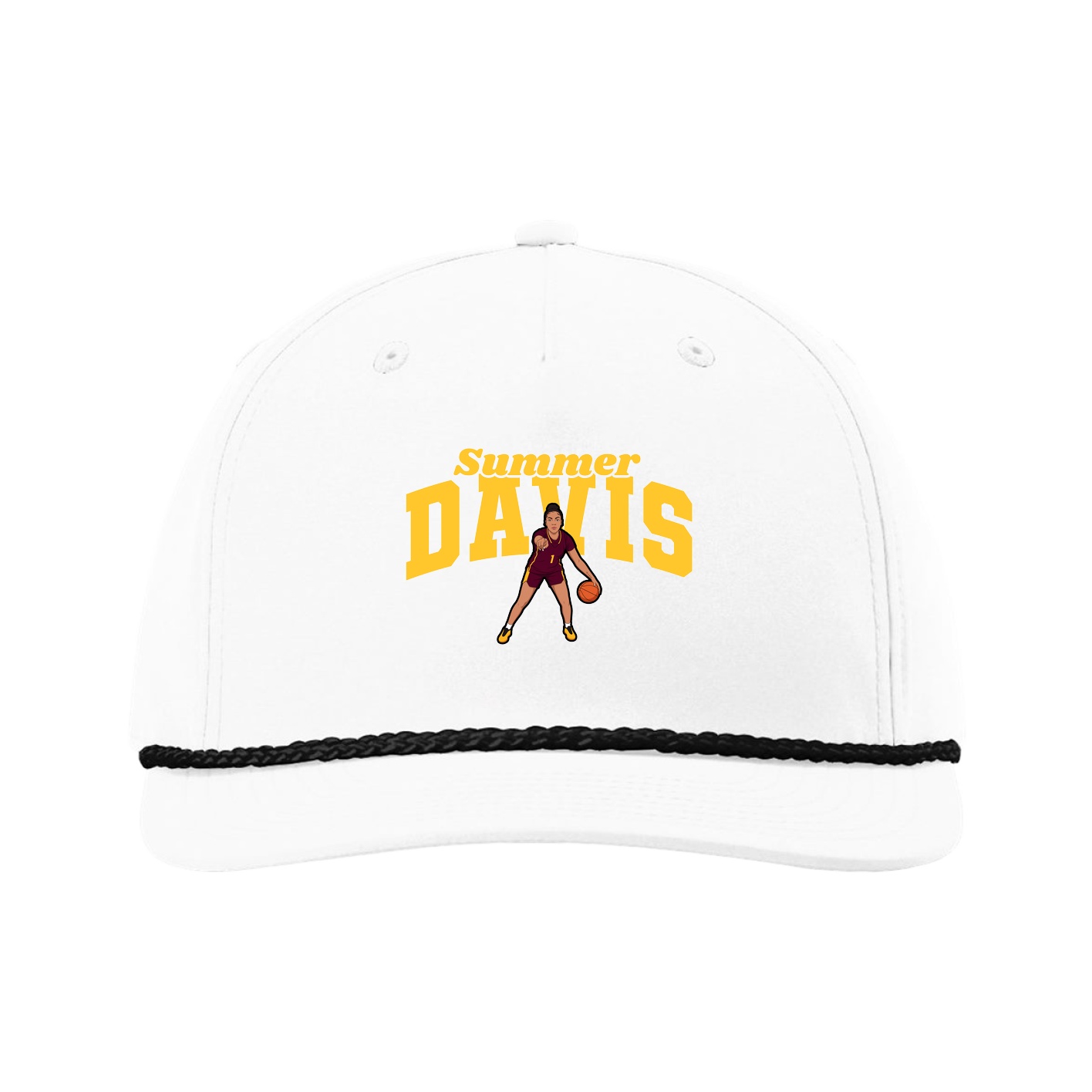 Five-Panel Classic Rope Cap — Signature Arch in White