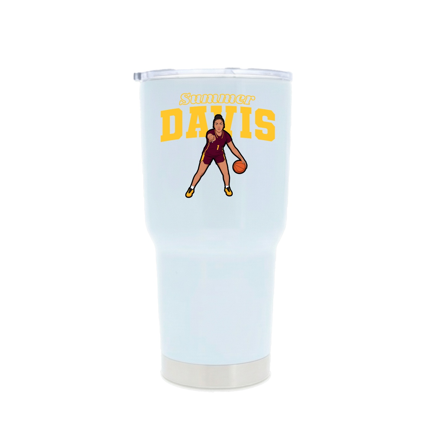 30oz Stainless Steel Tumbler — Name Arch in White