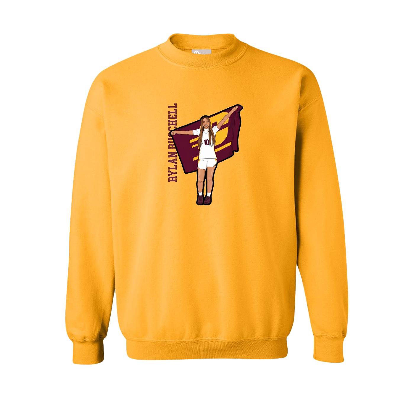 Fleece Crew — Name Vertical in Gold