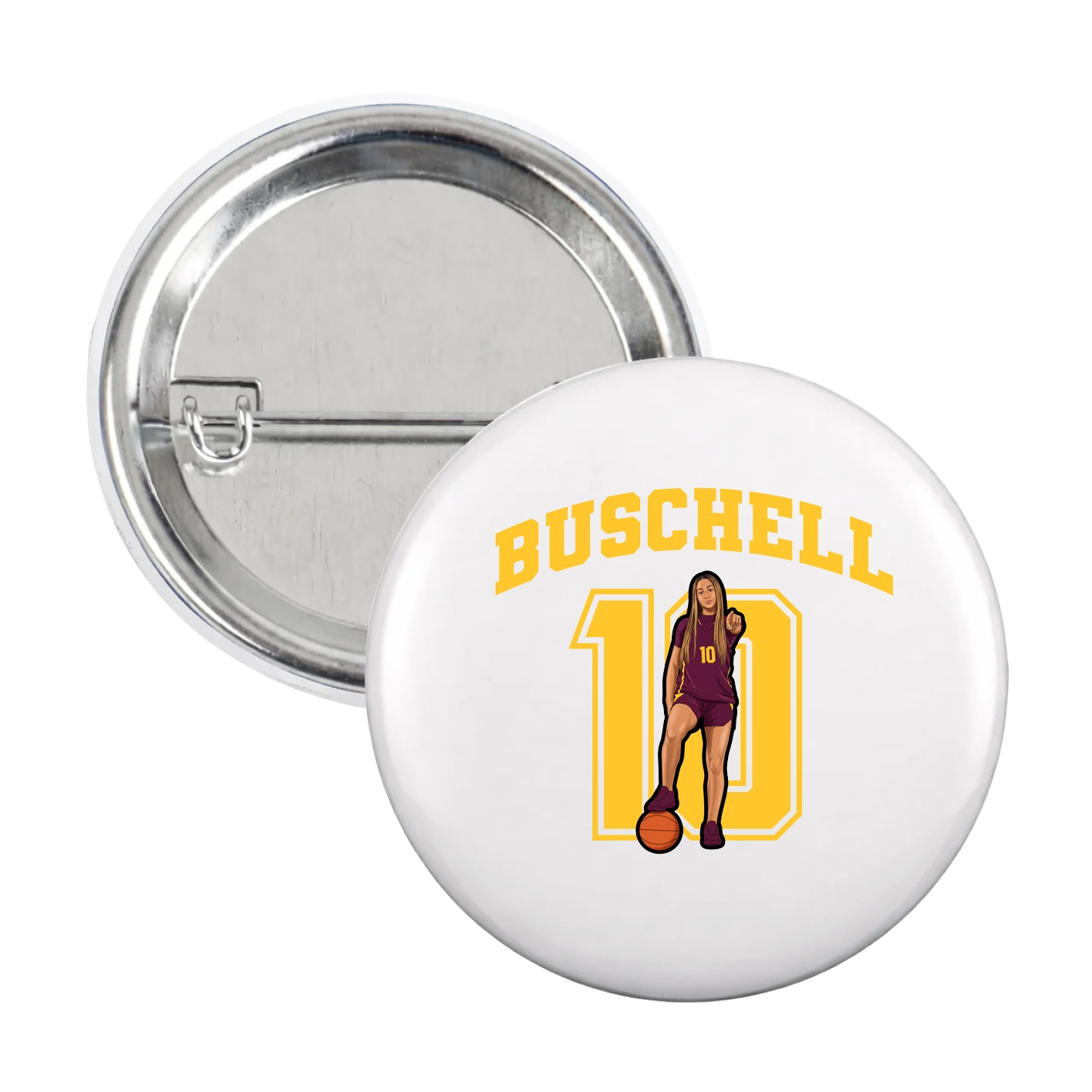 Game Day Button — Number in White