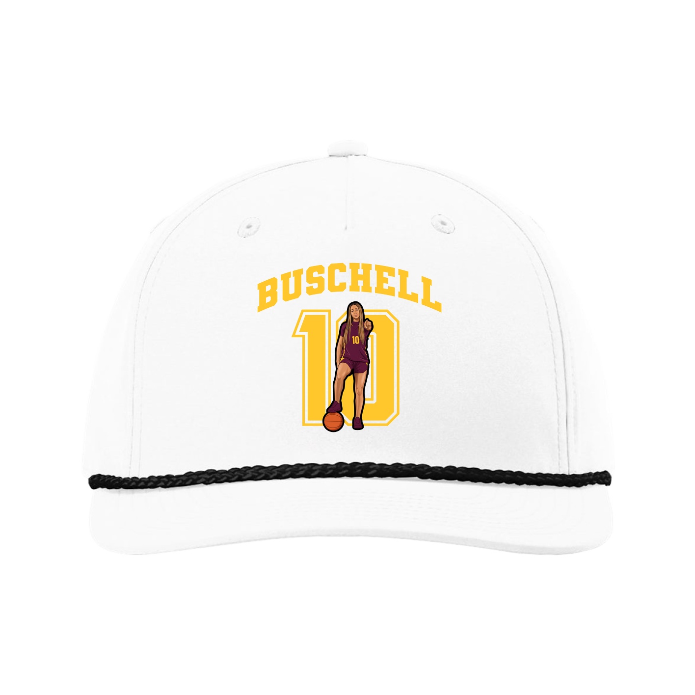 Five-Panel Classic Rope Cap — Number in White