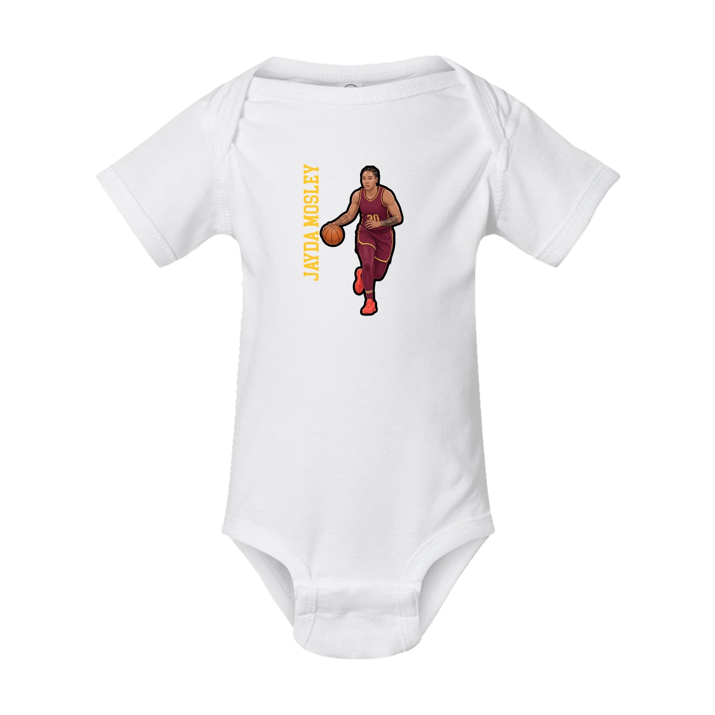 Baby Onesie — Name Vertical in White