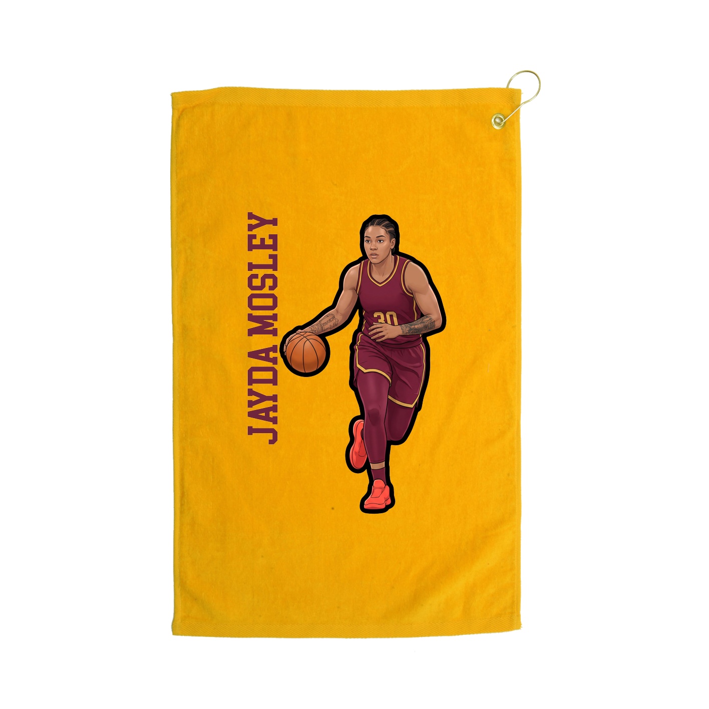 Golf Towel — Name Vertical in Gold