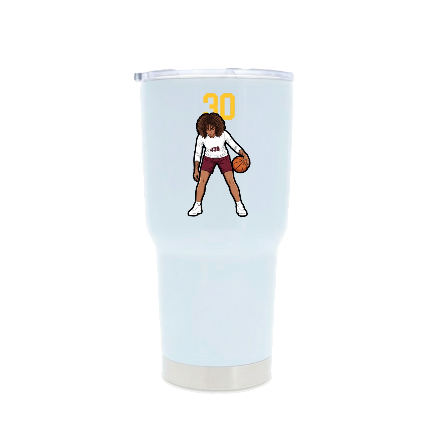 30oz Stainless Steel Tumbler — Number Top in White