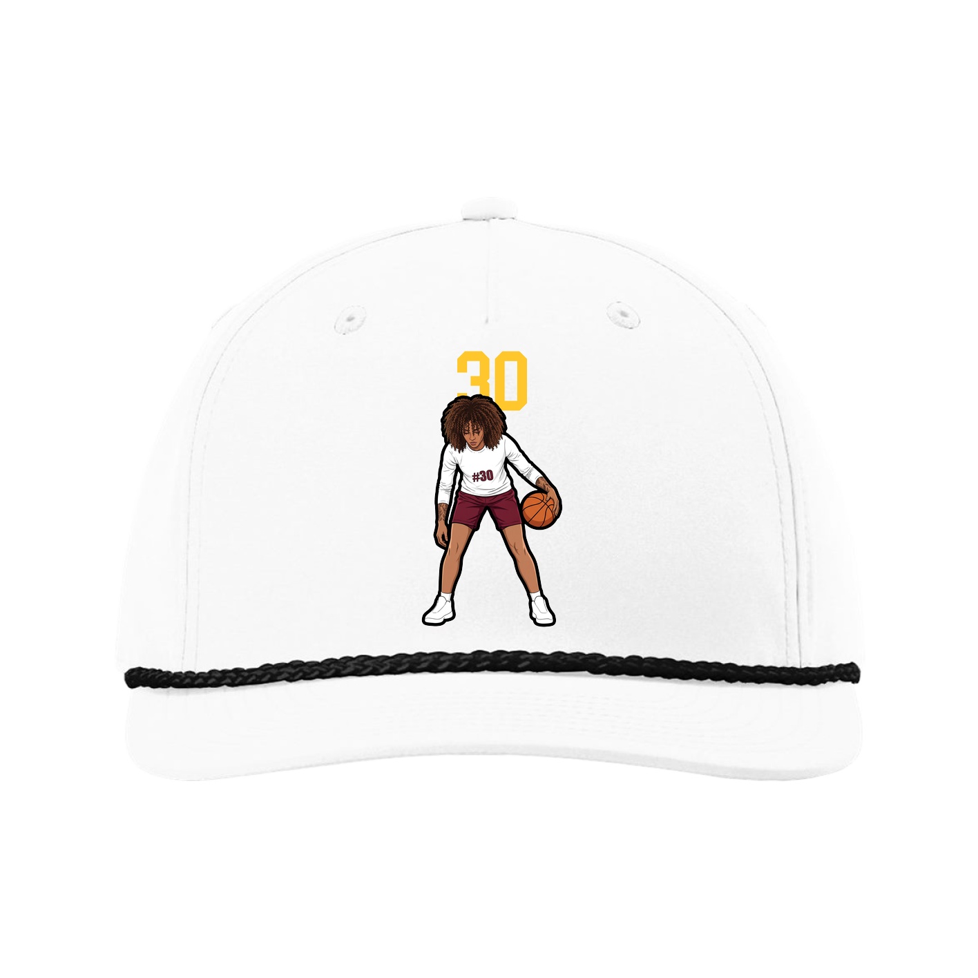 Five-Panel Classic Rope Cap — Number Top in White