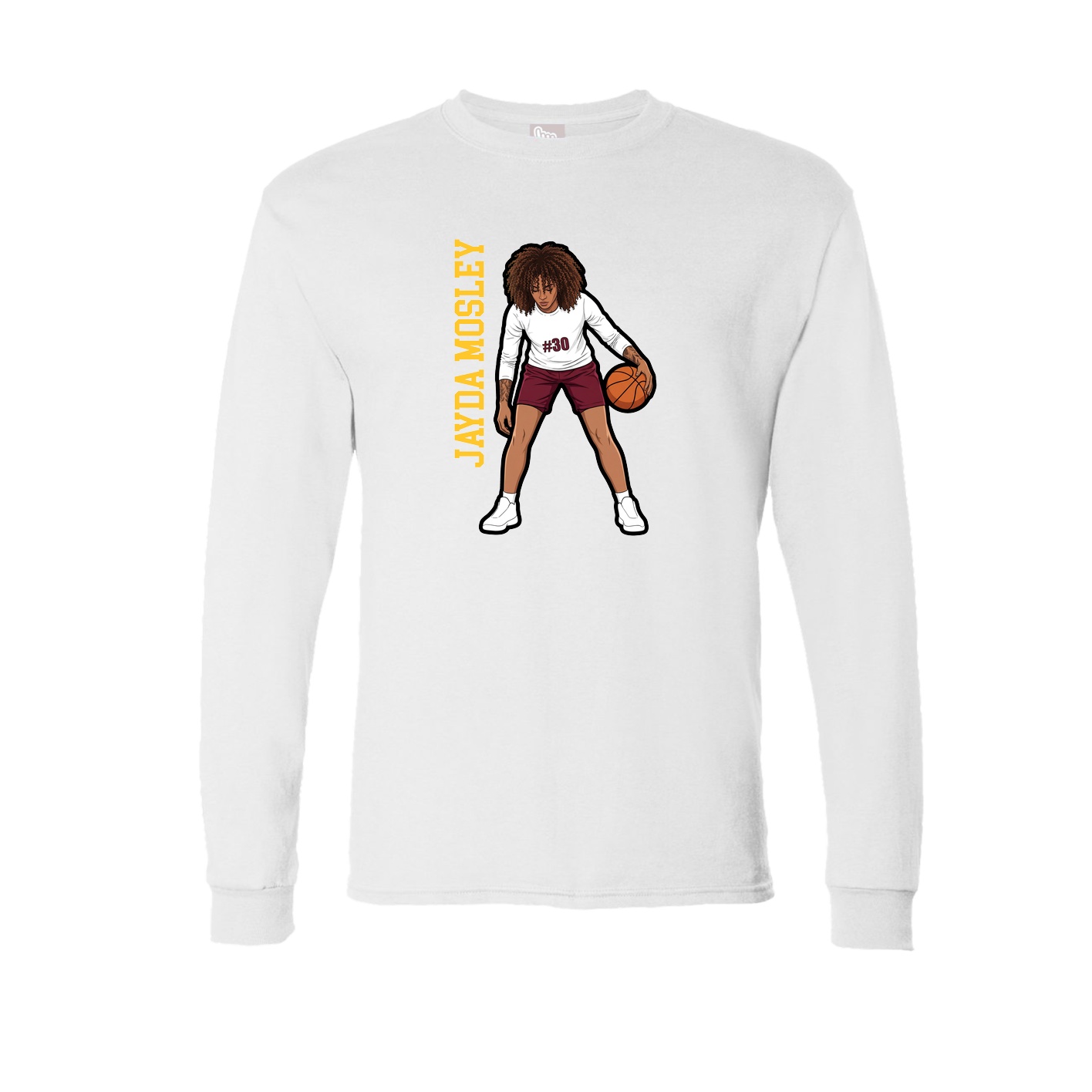 Long Sleeve Tee — Name Vertical in White