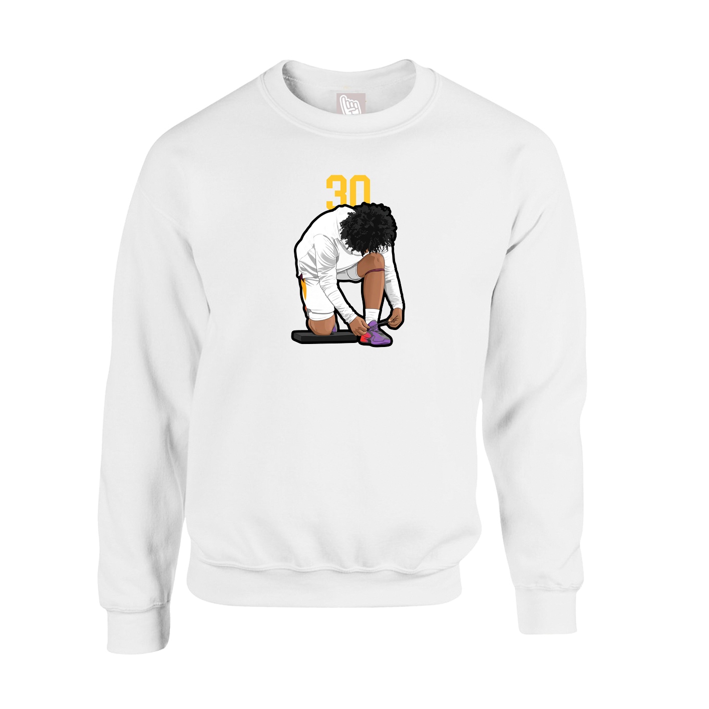 Fleece Crew — Number Top in White