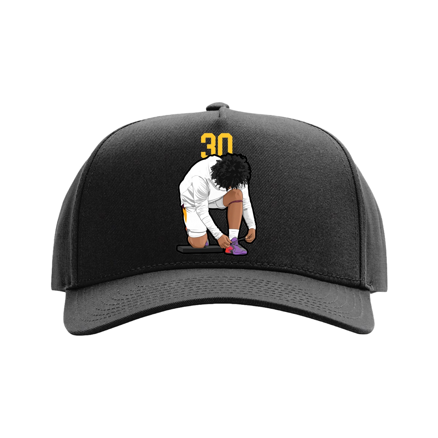 Full Fabric Five-Panel Champ Cap — Number Top in Black