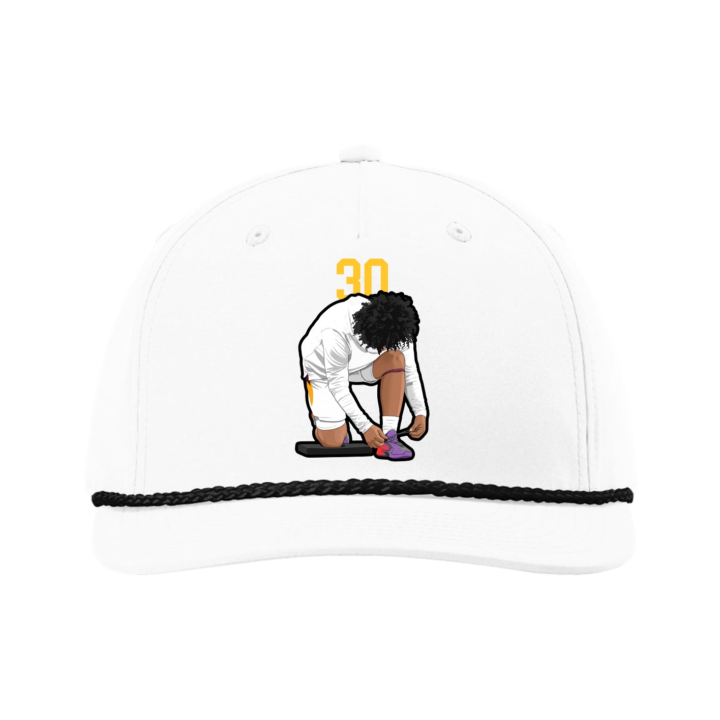 Five-Panel Classic Rope Cap — Number Top in White
