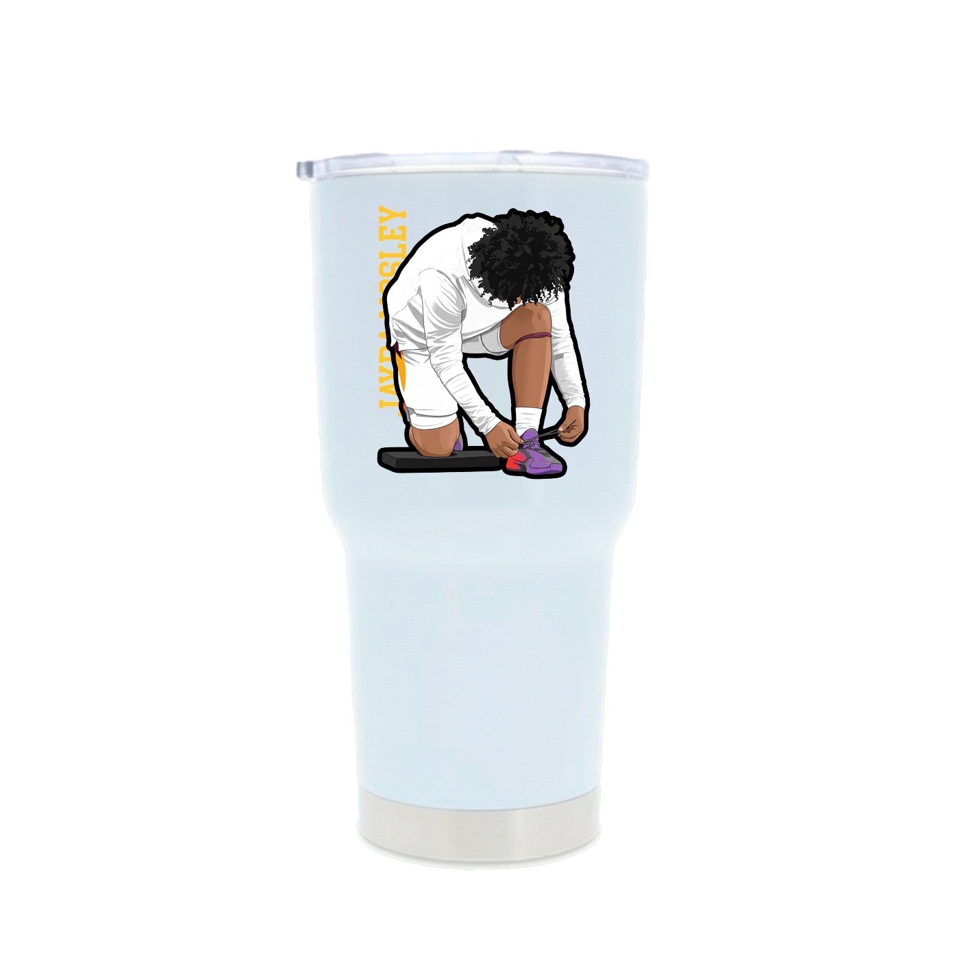 30oz Stainless Steel Tumbler — Name Vertical in White