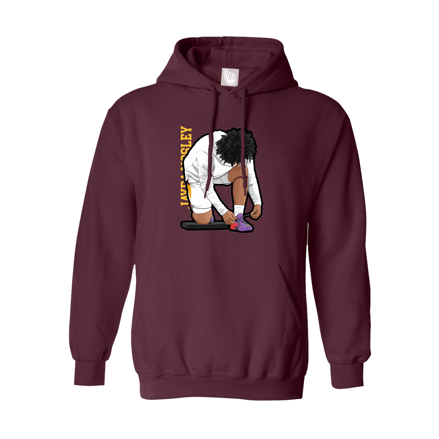 Youth Hoodie — Name Vertical in Maroon
