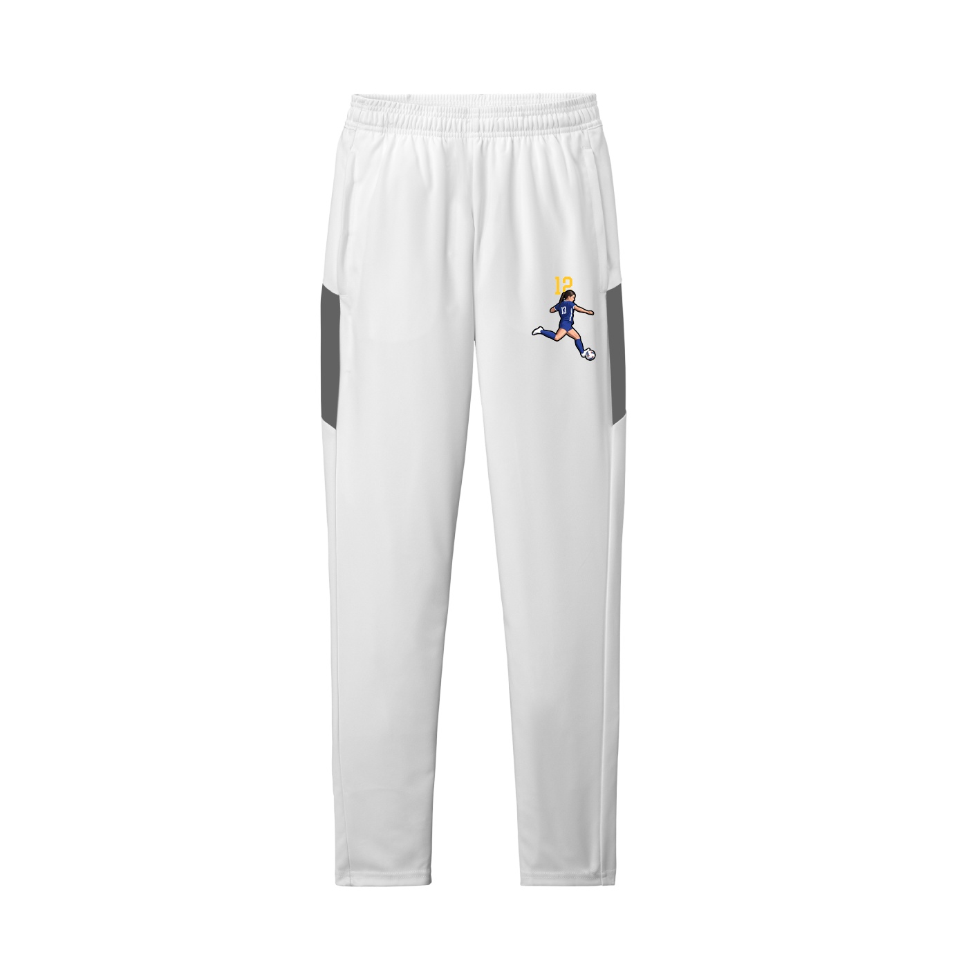 Team Travel Pant — Number Top in White/Grey