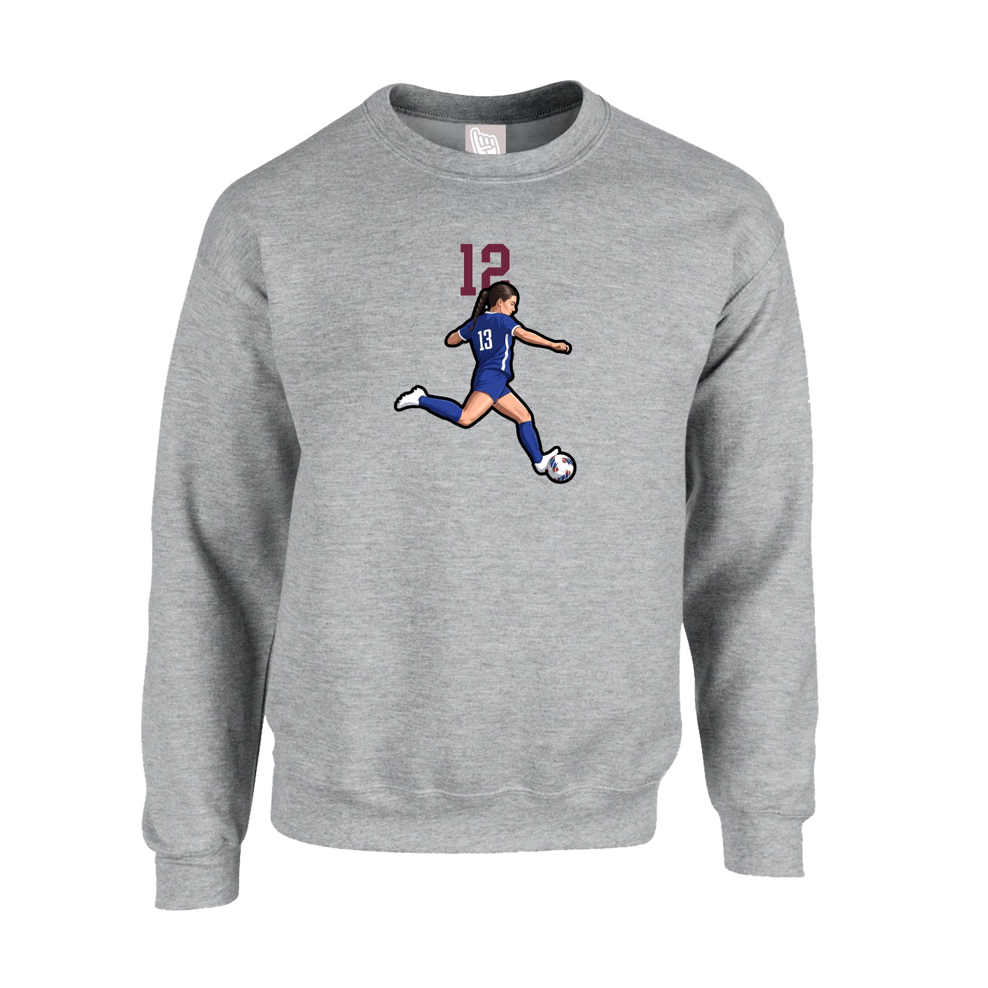 Fleece Crew — Number Top in Grey