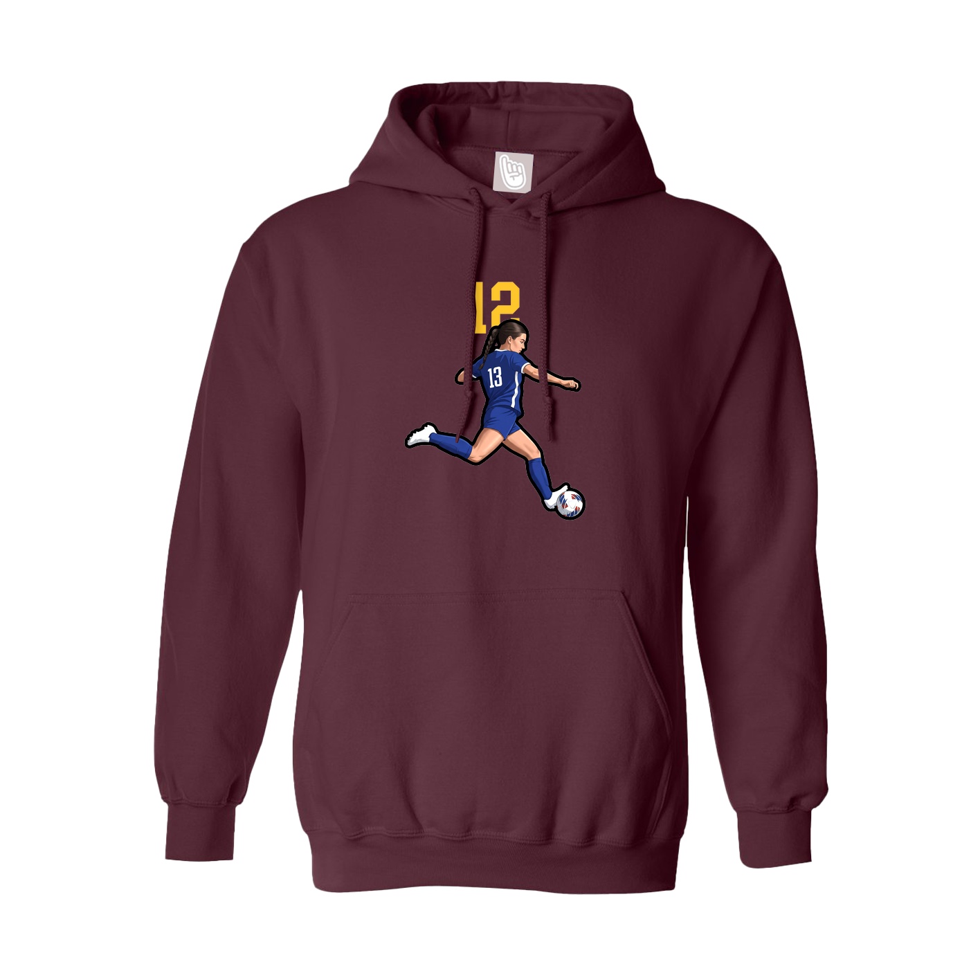 Youth Hoodie — Number Top in Maroon