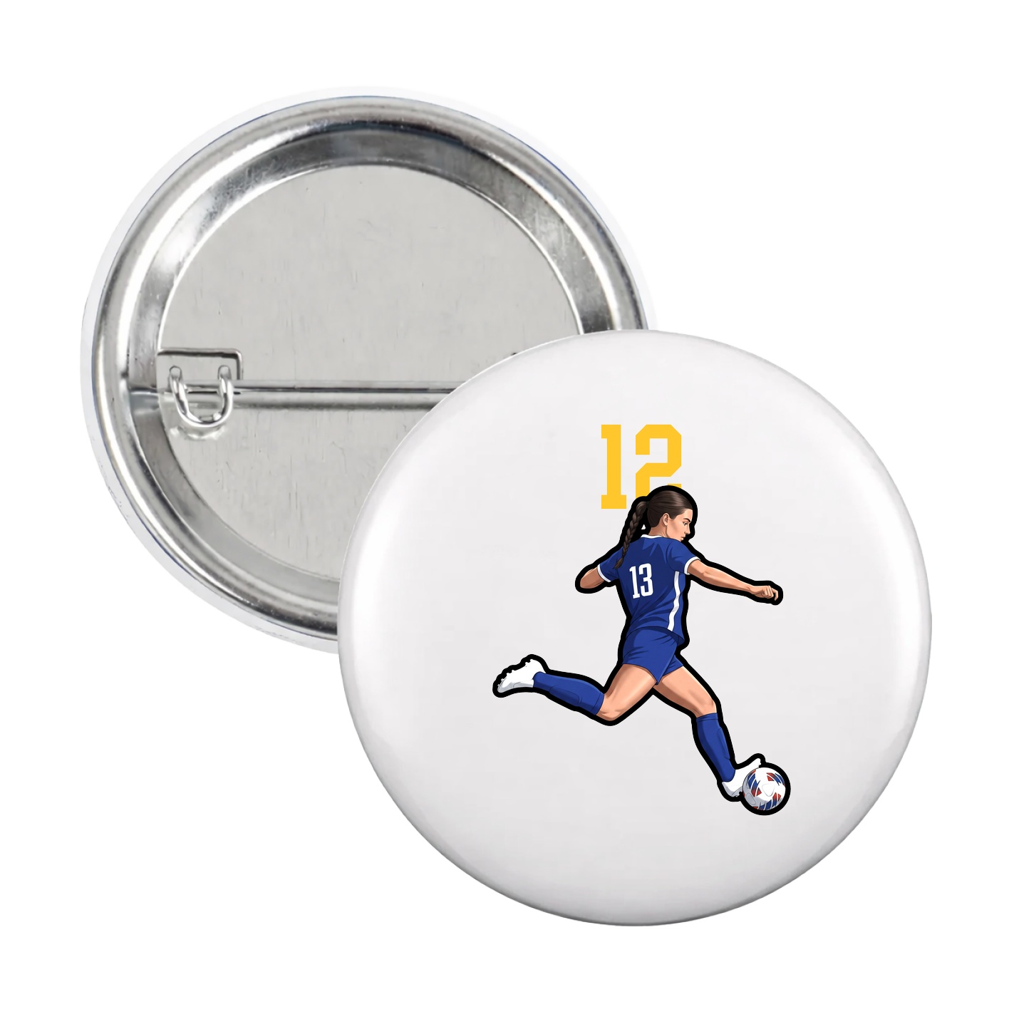 Game Day Button — Number Top in White