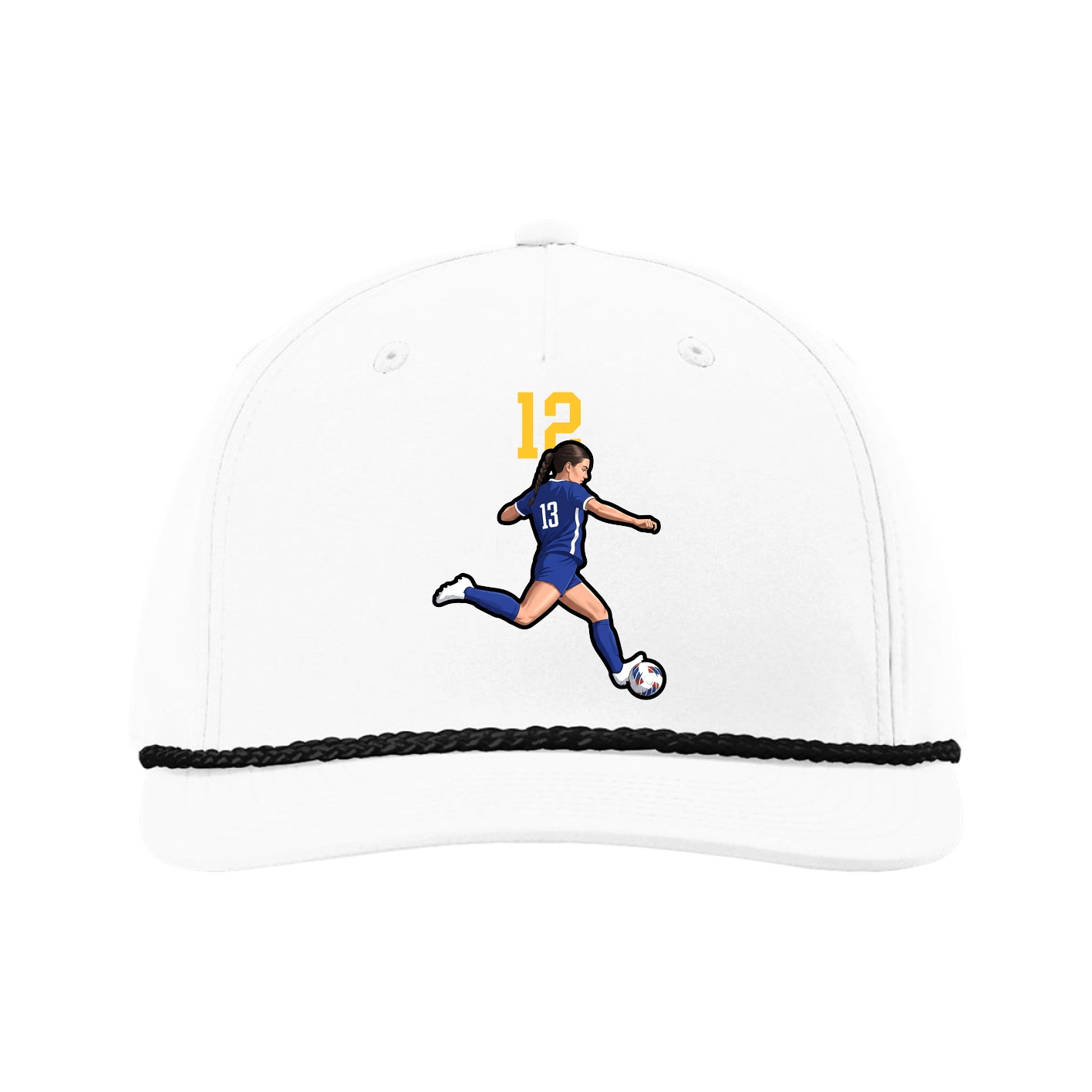 Five-Panel Classic Rope Cap — Number Top in White
