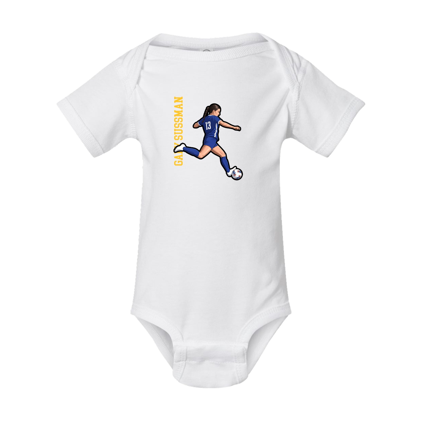 Baby Onesie — Name Vertical in White