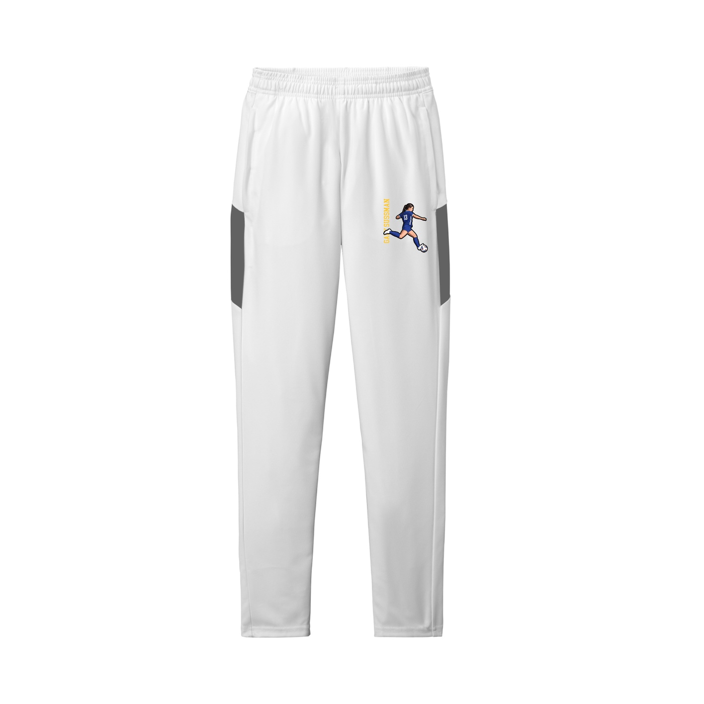 Team Travel Pant — Name Vertical in White/Grey