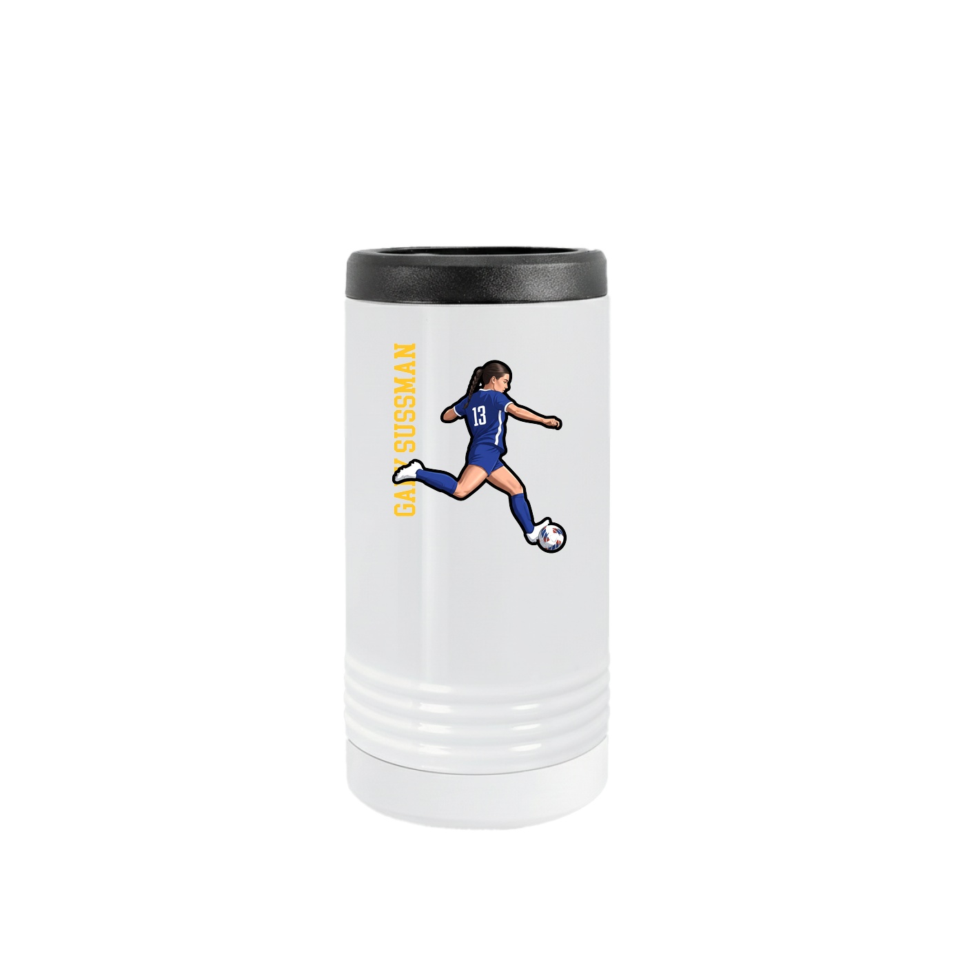 Slim Beverage Holder — Name Vertical in White