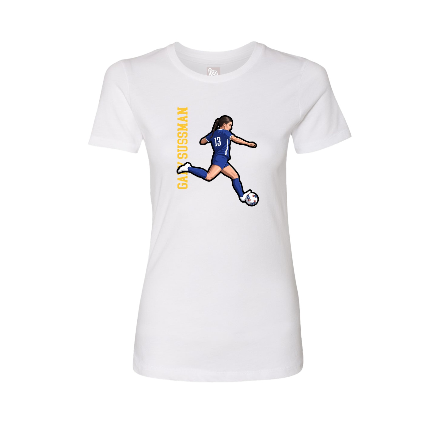 Womens Tee — Name Vertical in White