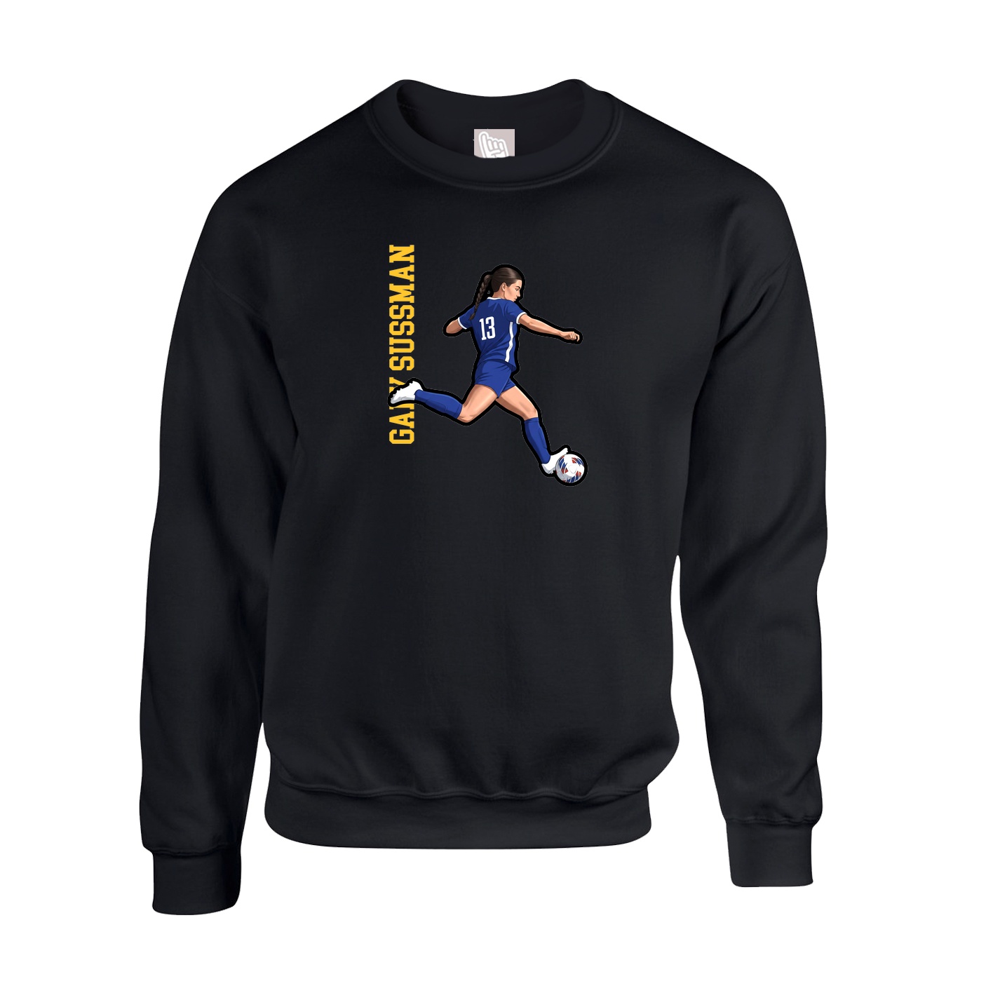 Fleece Crew — Name Vertical in Black