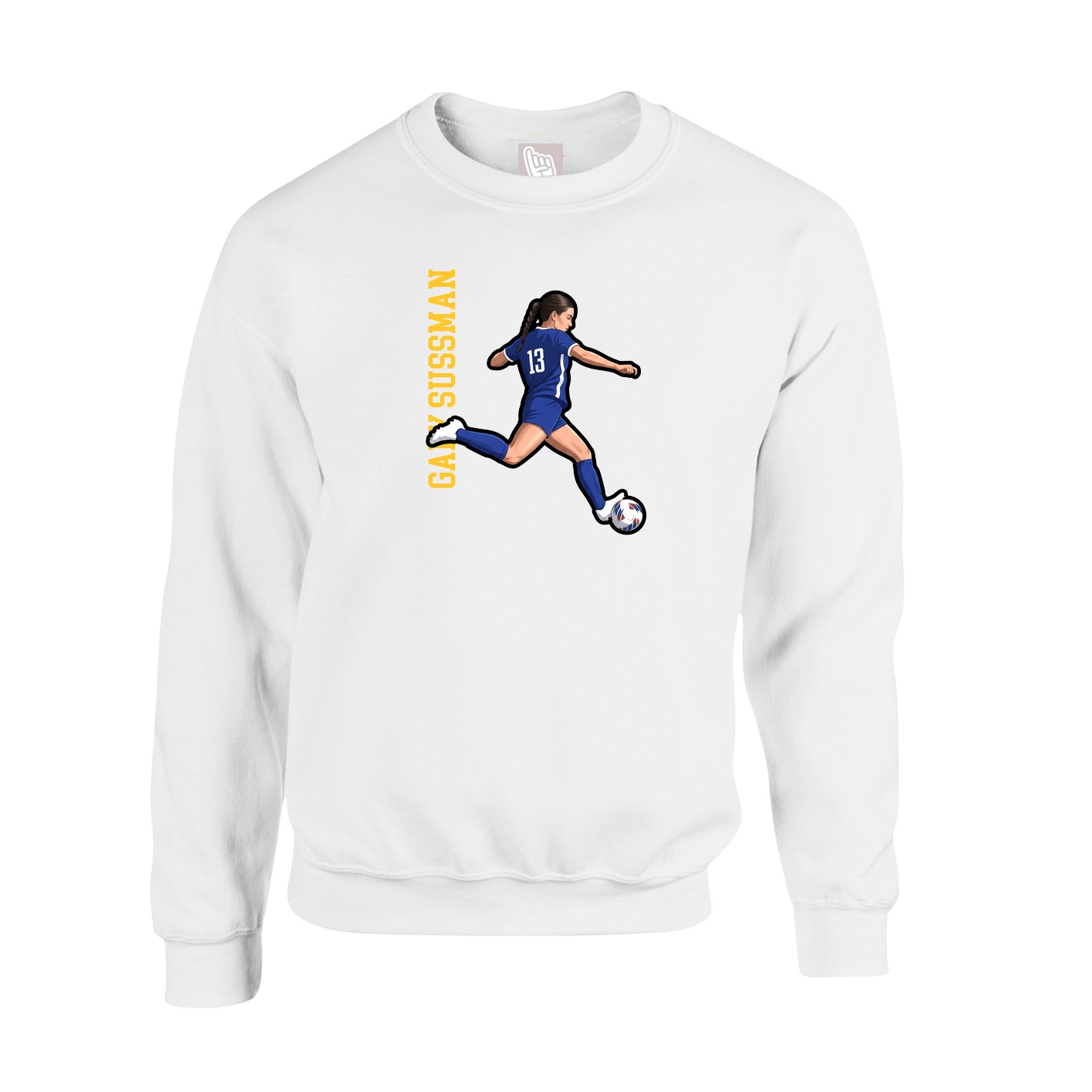 Fleece Crew — Name Vertical in White