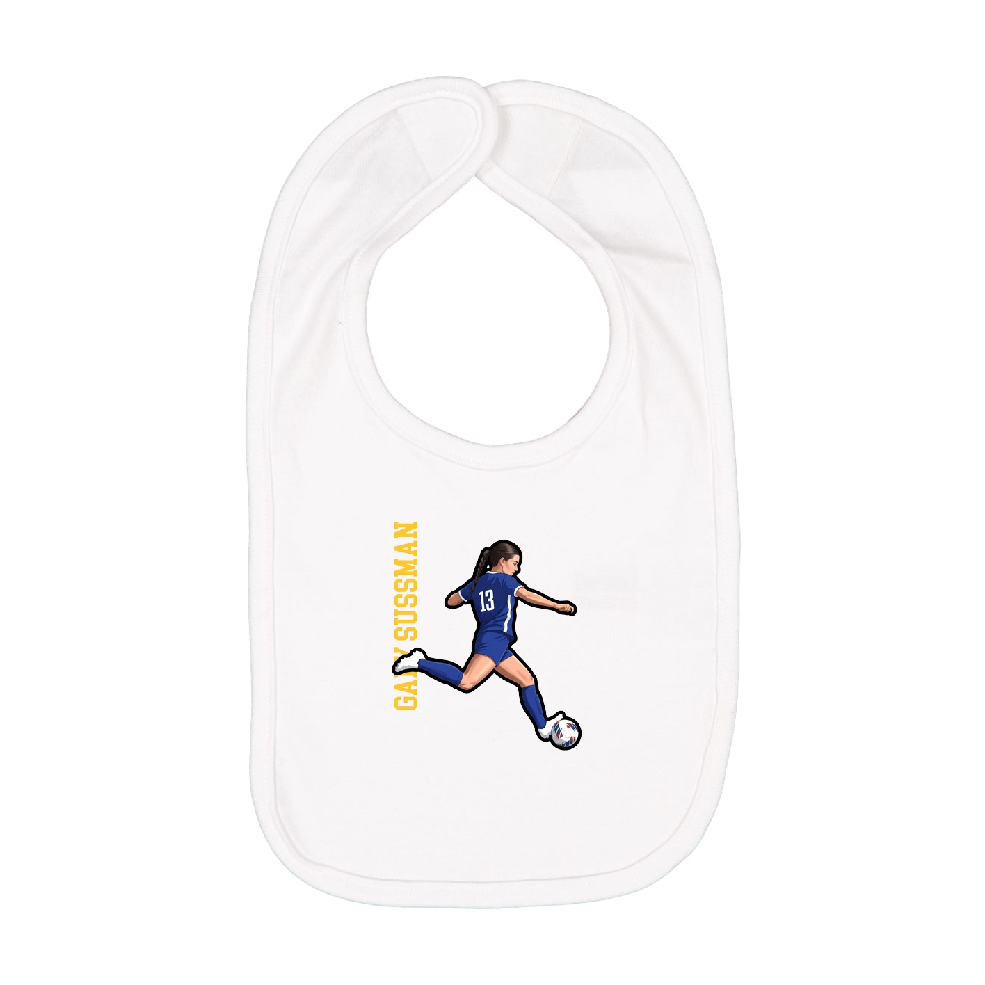 Infant Bib — Name Vertical in White