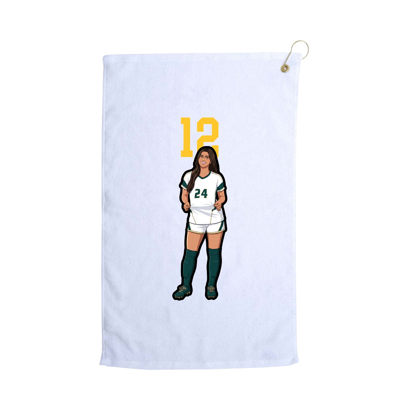 Golf Towel — Number Top in White