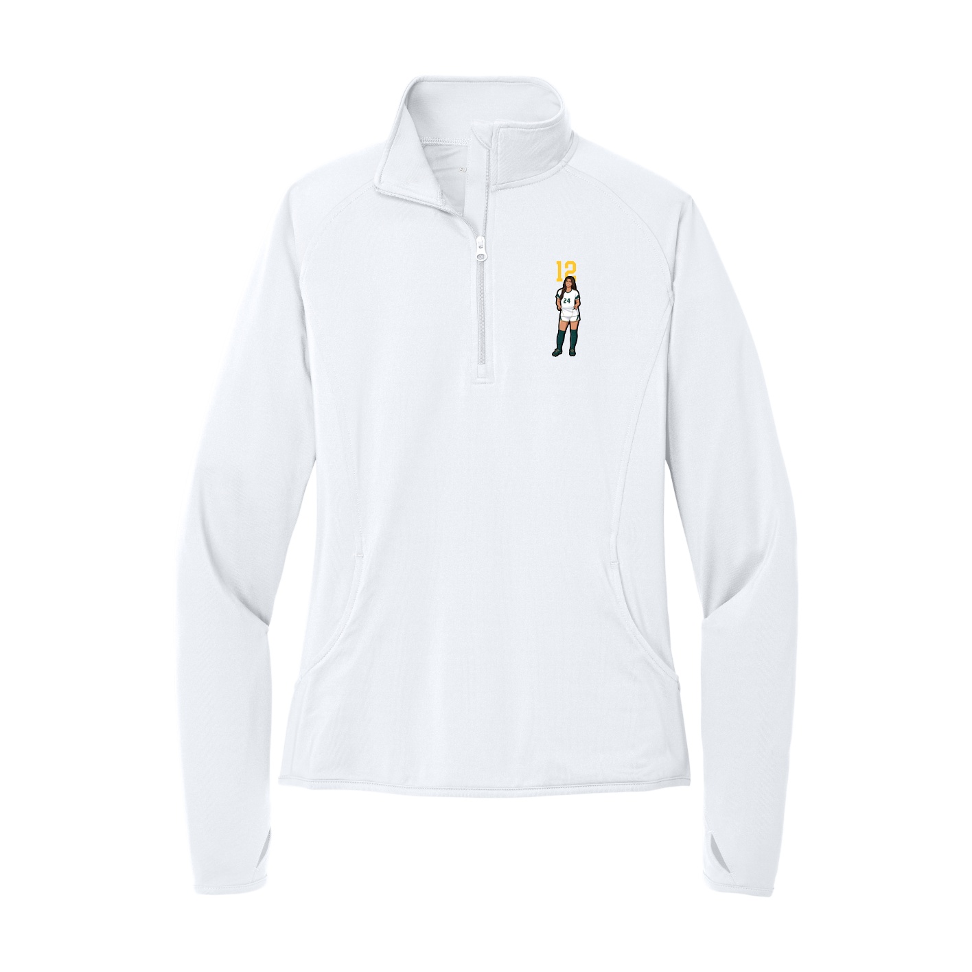 Women's Q-Zip Pullover — Number Top in White